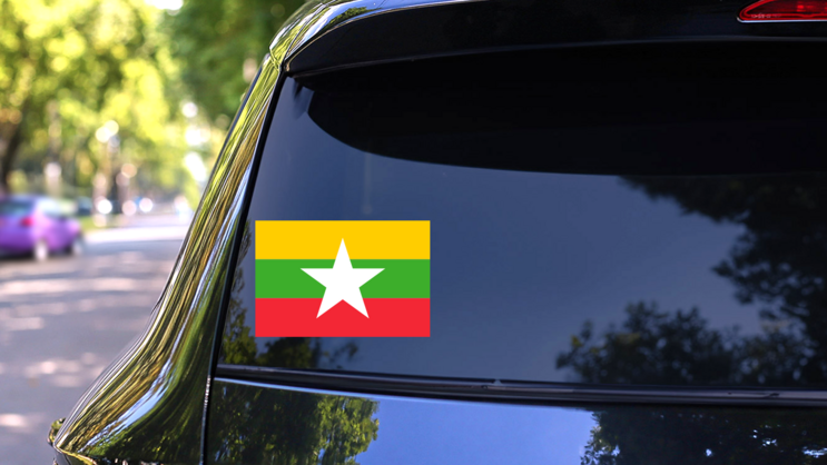 Myanmar Flag Sticker on a Rear Car Window (New) example