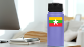 Myanmar Flag Sticker on a Water Bottle (New) example