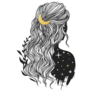 Mysterious Lady With Moon In Her Hair Sticker