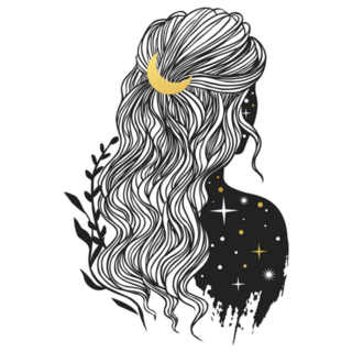 Mysterious Lady With Moon In Her Hair Sticker