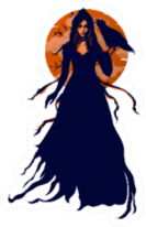 Mysterious Witch Woman With Crow Bird In Hand Sticker