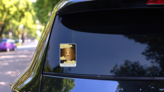 Mystic Strength Tarot Card Lion Sticker on a Rear Car Window (New) example