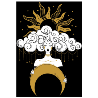 Mystical Lady Holding A Crescent Moon Sticker