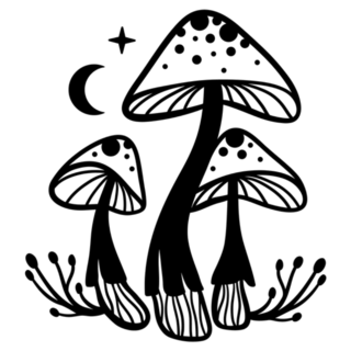 Mystical Mushrooms Illustration Sticker