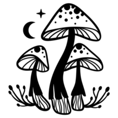 Mystical Mushrooms Illustration Sticker