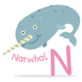 N For Narwhal Cute Sticker