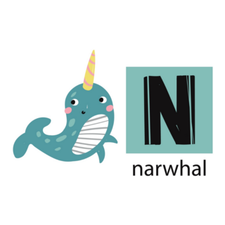 N Narwhal Alphabet Sticker