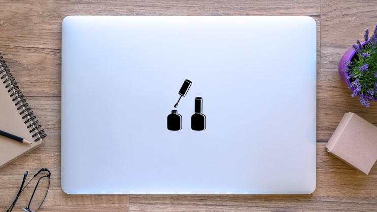 Nail Polish Bottle Silhouettes Sticker  on a Laptop (New) example