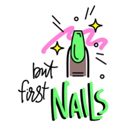 Nails Art Studio But First Nails Neon Green Sticker 