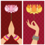 Namaste Hand & Holding Lotus Inspired By Indian Art Sticker