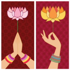 Namaste Hand & Holding Lotus Inspired By Indian Art Sticker