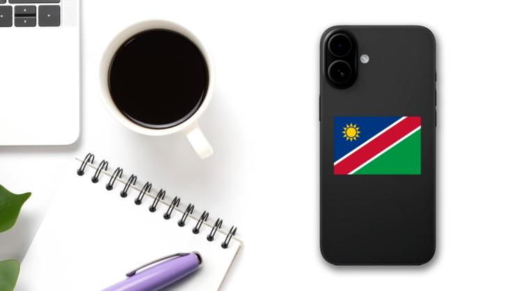 Namibia Flag Sticker on a Phone (New) example