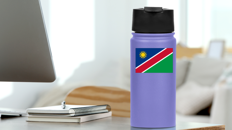 Namibia Flag Sticker on a Water Bottle (New) example