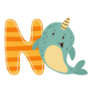 Narwhal Animal Letter N Sticker
