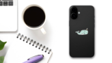Narwhal Art Illustration Sticker on a Phone (New) example