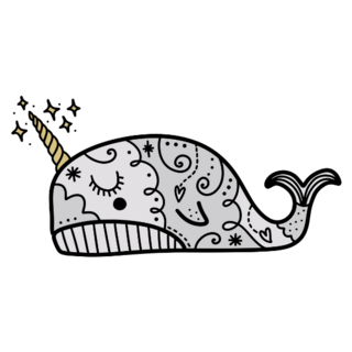 Narwhal Doodle Art Sticker