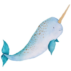 Narwhal Sea Animal Watercolor Sticker