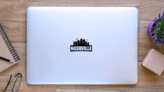 Nashville Tennessee. City Skyline Banner Sticker on a Laptop (New) example