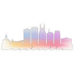 Nashville, Tennessee Rainbow Skyline Watercolor Sticker