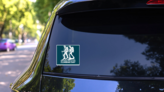 National Climbing Day Sticker on a Rear Car Window (New) example