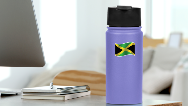 National Flag Of Jamaica Sticker on a Water Bottle (New) example