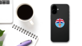 National Flag Republic Of Fiji Circle Sticker on a Phone (New) example