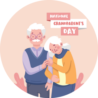 National Grandparents Day Illustration Pink Sticker