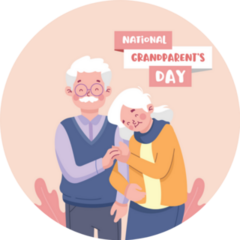 National Grandparents Day Illustration Pink Sticker