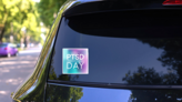 National Ptsd Awareness Day Gradient Background Sticker on a Rear Car Window (New) example