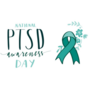 National Ptsd Awareness Day Hand Lettering Blue Ribbon Sticker