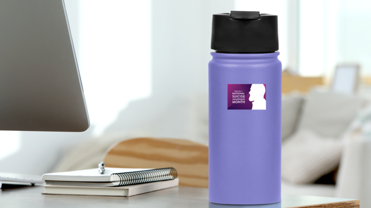 National Suicide Awareness Month Man Silhouette Sticker on a Water Bottle (New) example