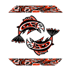 Native Alaskan Salmon Circle Illustration Sticker