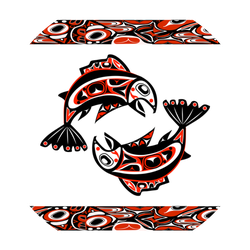 Native Alaskan Salmon Circle Illustration Sticker