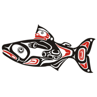Native Alaskan Salmon Illustration Sticker