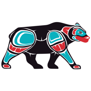 Native Alaskan Style Stamp Art Of Bear Sticker
