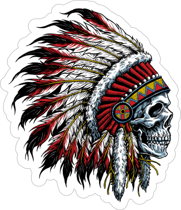 Native American Chief Skull With Headdress Sticker