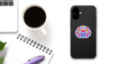 Native American Floral Decoration Sticker on a Phone (New) example