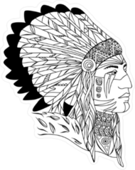 Native American In Zentangle Style Sticker