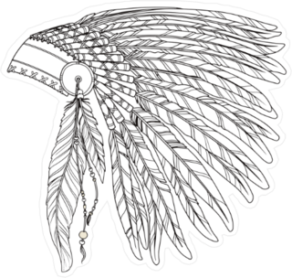 Native American Indian Chief Headdress Illustration Sticker