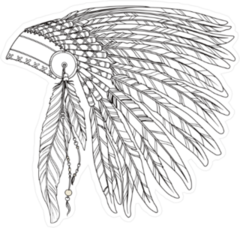 Native American Indian Chief Headdress Illustration Sticker