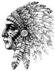 Native American Indian with War Headdress Sticker
