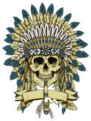 Native American Skull Headdress Sticker