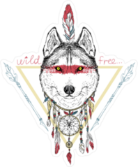 Native American Wolf Sticker
