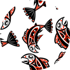 Native Salmon Alaska Seamless Pattern Sticker
