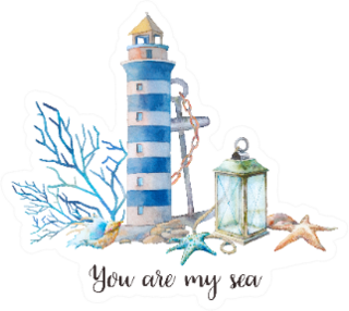 Nautical Card You Are My Sea Lighthouse Sticker