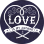 Nautical Illustration Love Is My Anchor Sticker