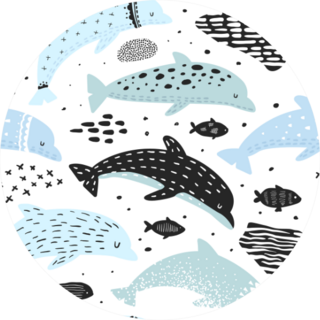 Nautical Seamless Pattern With Dolphins In Child Print Sticker