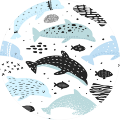 Nautical Seamless Pattern With Dolphins In Child Print Sticker