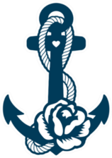 Navy Blue Anchor With Rose Sticker