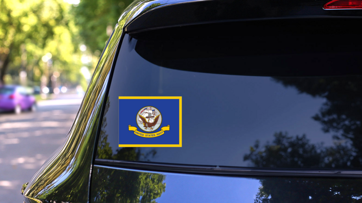 Navy Department Flag Sticker on a Rear Car Window (New) example